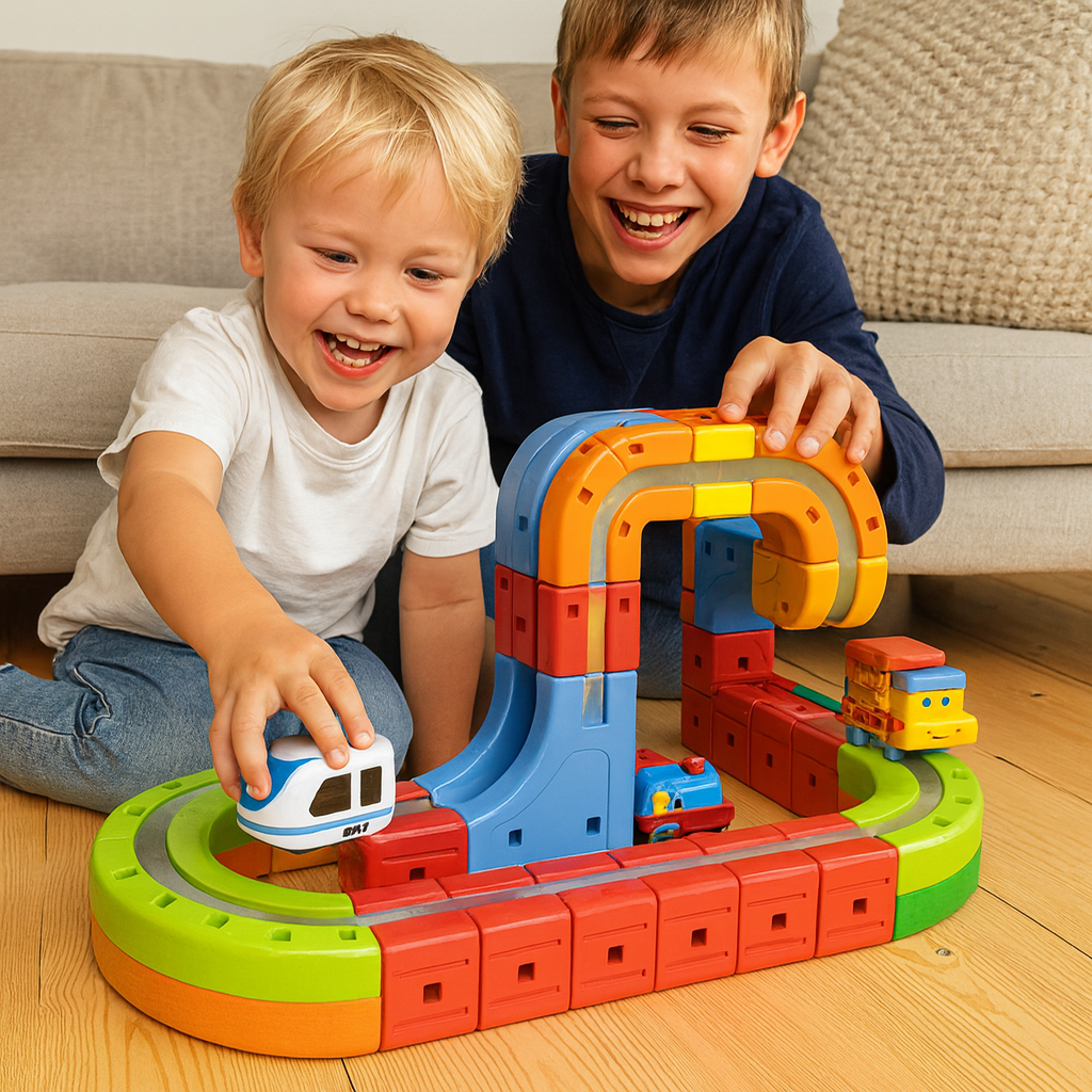 Juguete magnético de cubos y vías para niños