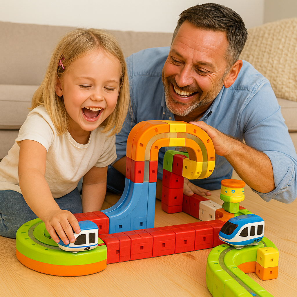 Juguete magnético de cubos y vías para niños