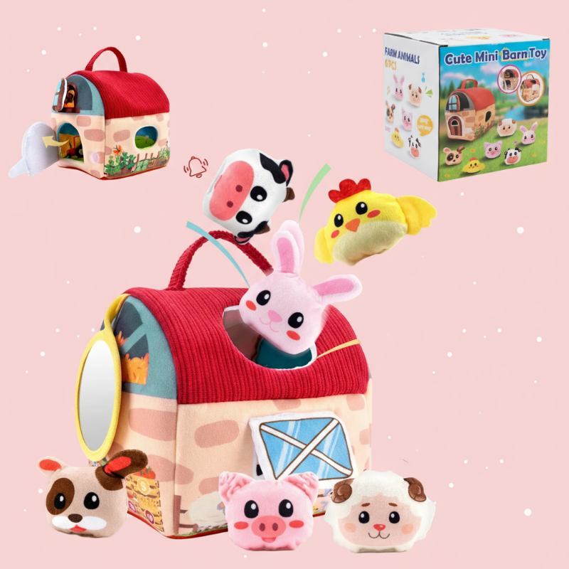 BabyBarn – Suave y de piel – Casa de la granja con animales de peluche
