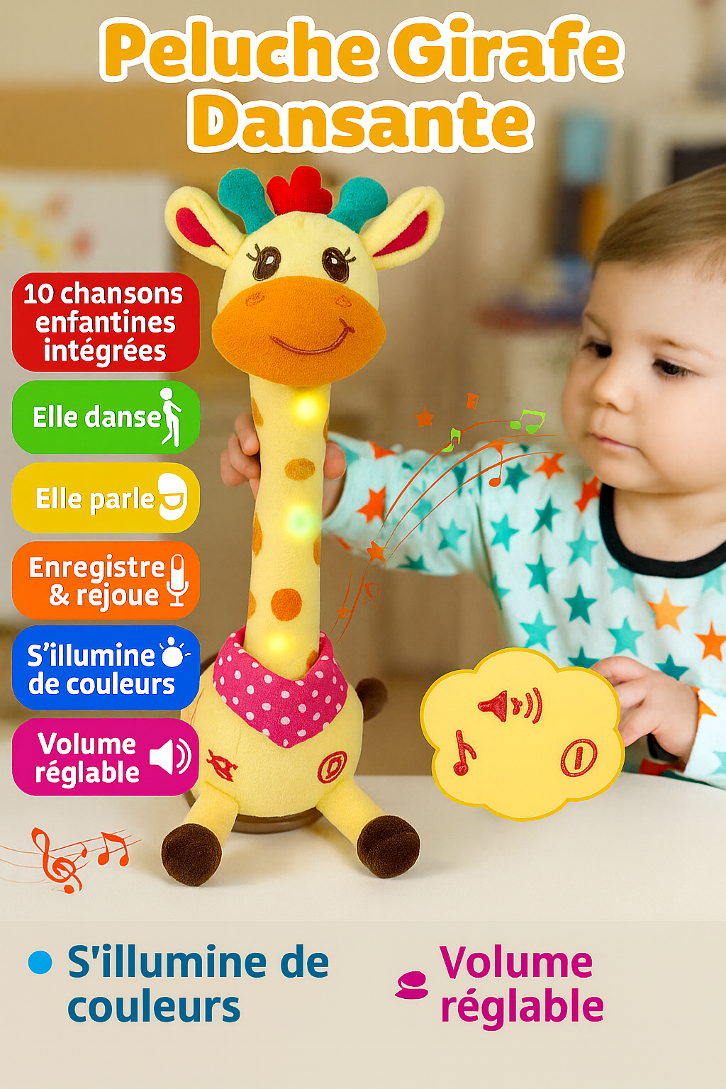 🌈 Girafou – La peluche que baila y hace sonreír a pequeños y grandes