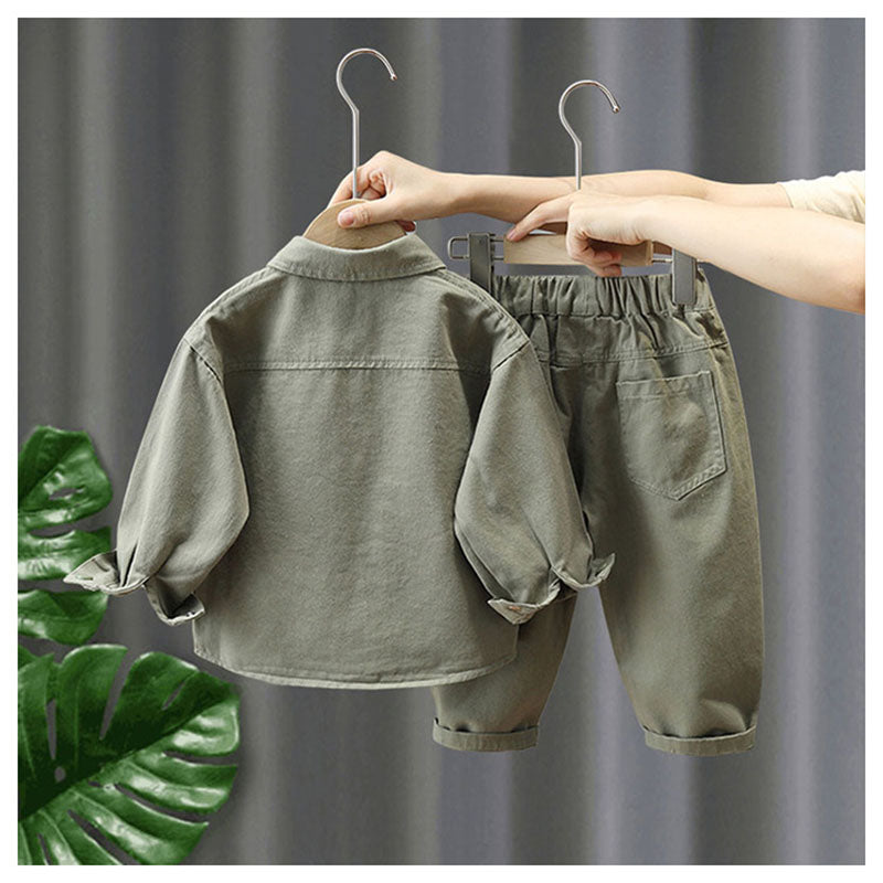 LittleExplorer – Cómodo y a la moda – Conjunto de pantalones y camisa para niños