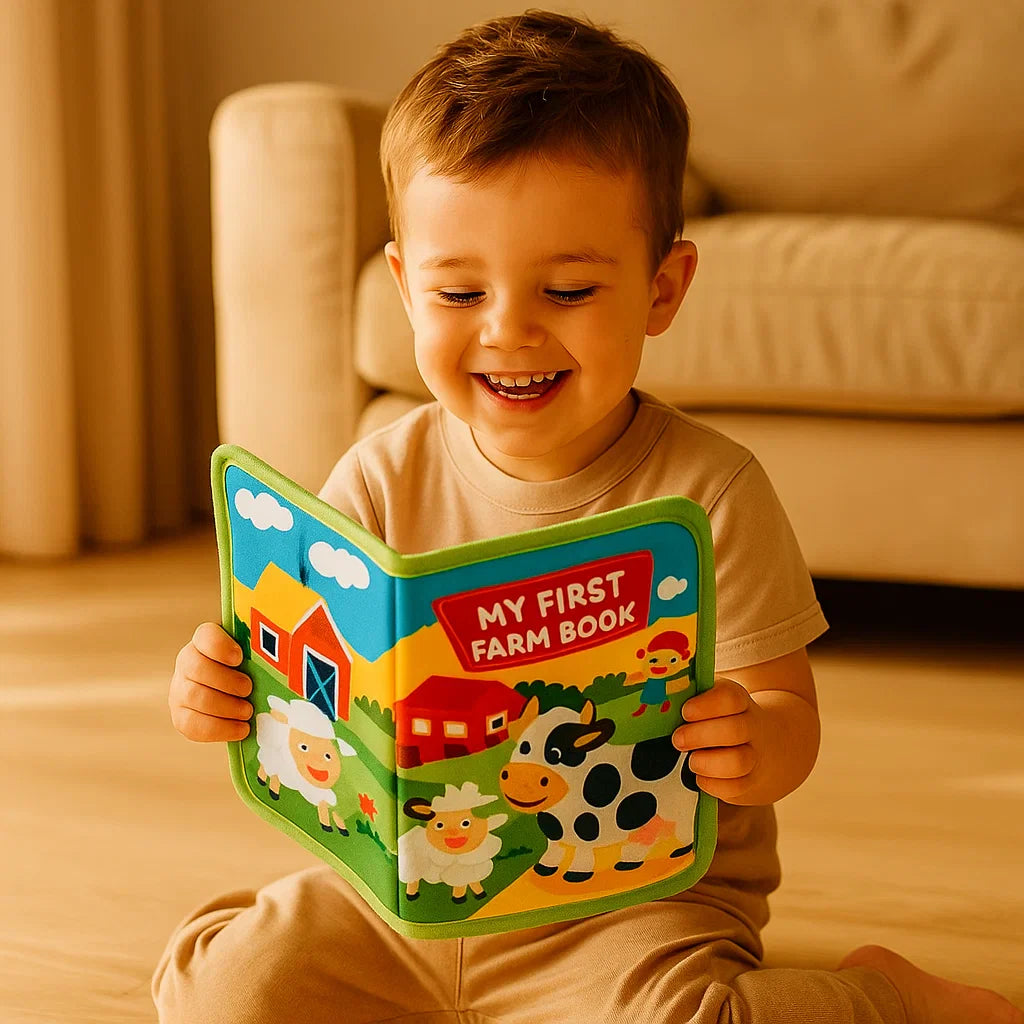 Libro de cuentos de granja para niños pequeños | Libro de actividades de suave fieltro para el aprendizaje de animales y la motricidad fina