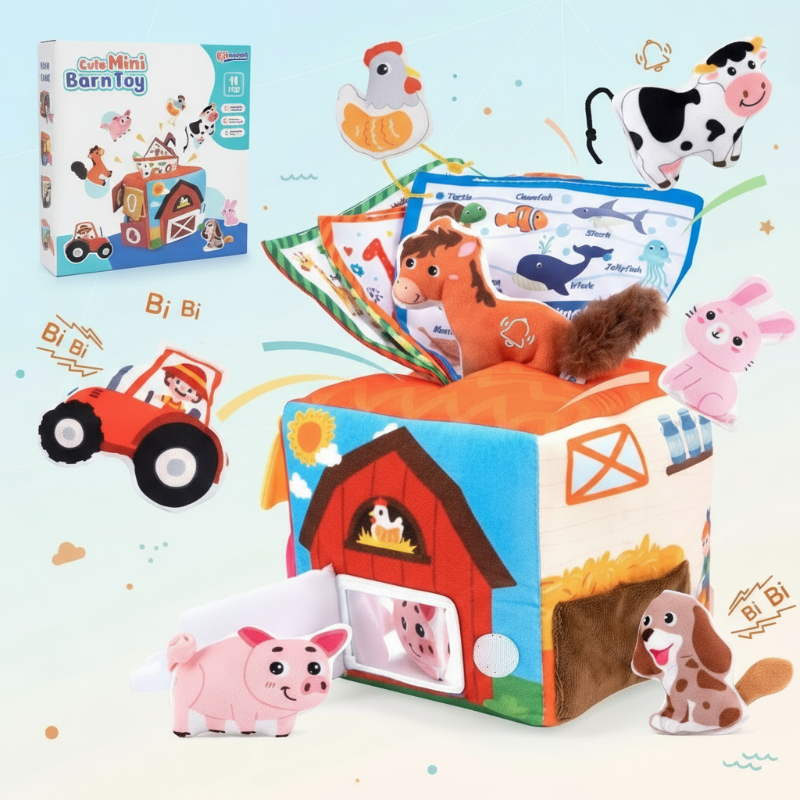 BabyBarn – Suave y de piel – Casa de la granja con animales de peluche