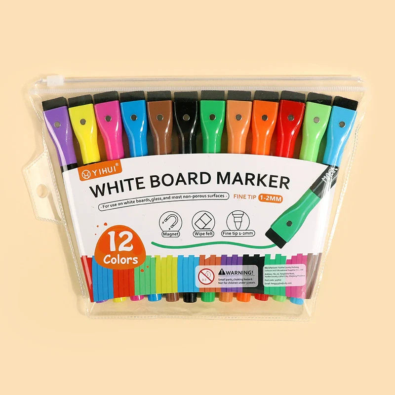 12x PRO Marcadores Magnéticos para Pizarras LED Brillantes