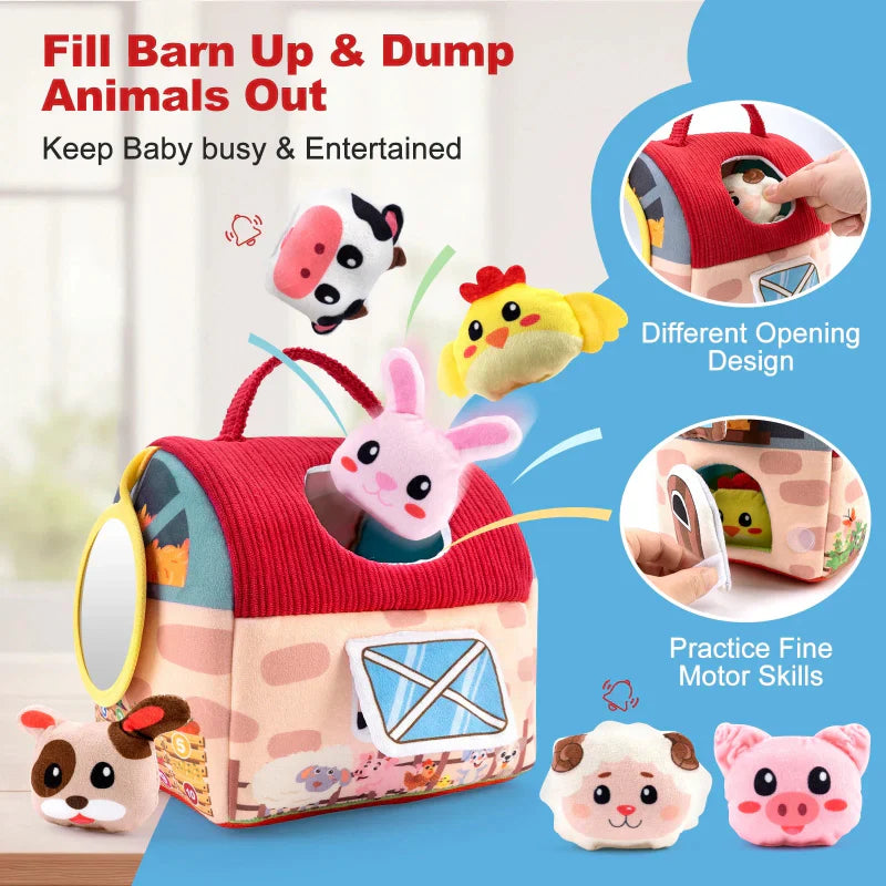BabyBarn – Suave y de piel – Casa de la granja con animales de peluche