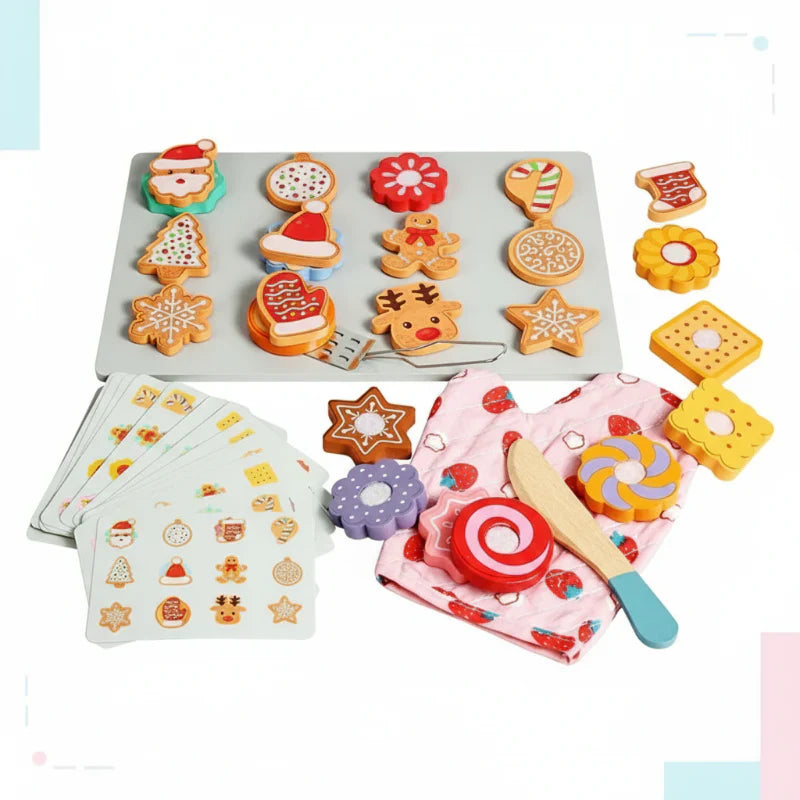 TinyKitchen – Creativo y divertido – Juego de clasificación de galletas de madera