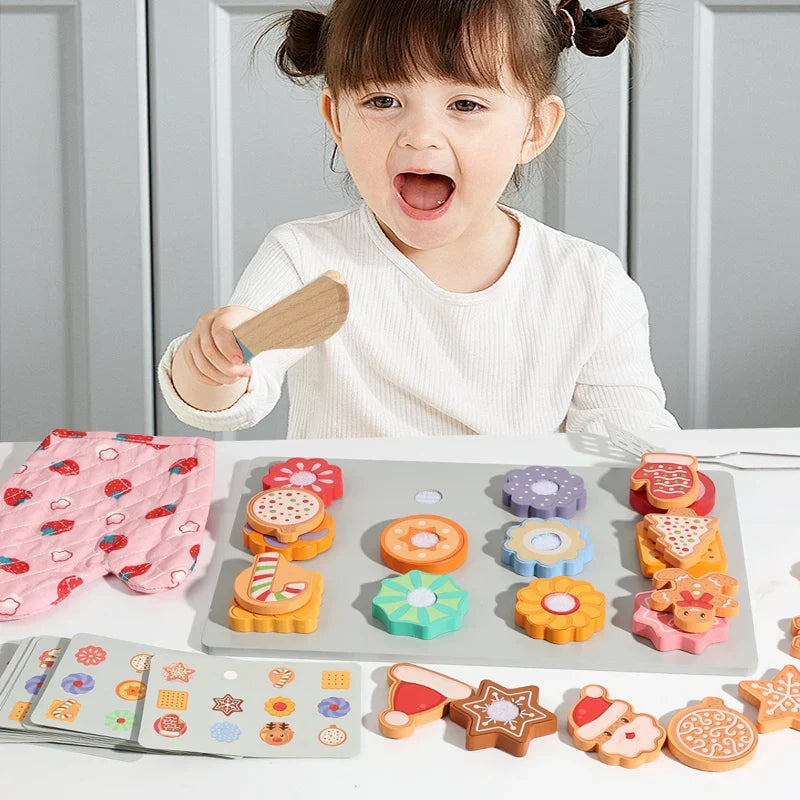 TinyKitchen – Creativo y divertido – Juego de clasificación de galletas de madera
