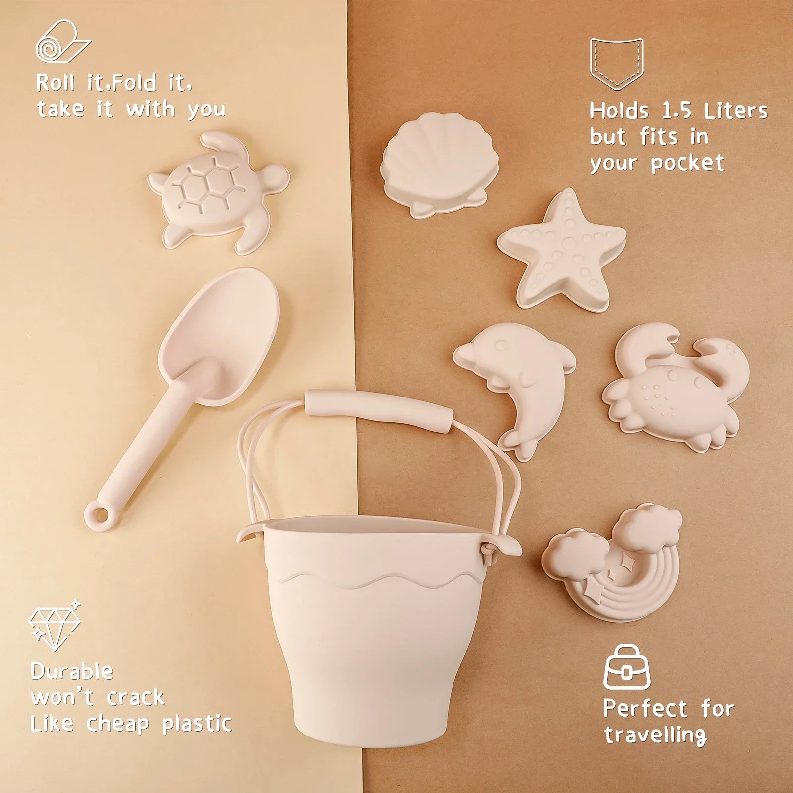 Conjunto de Playa de Silicona™ - Aventuras en la arena - Set de juegos de playa de silicona