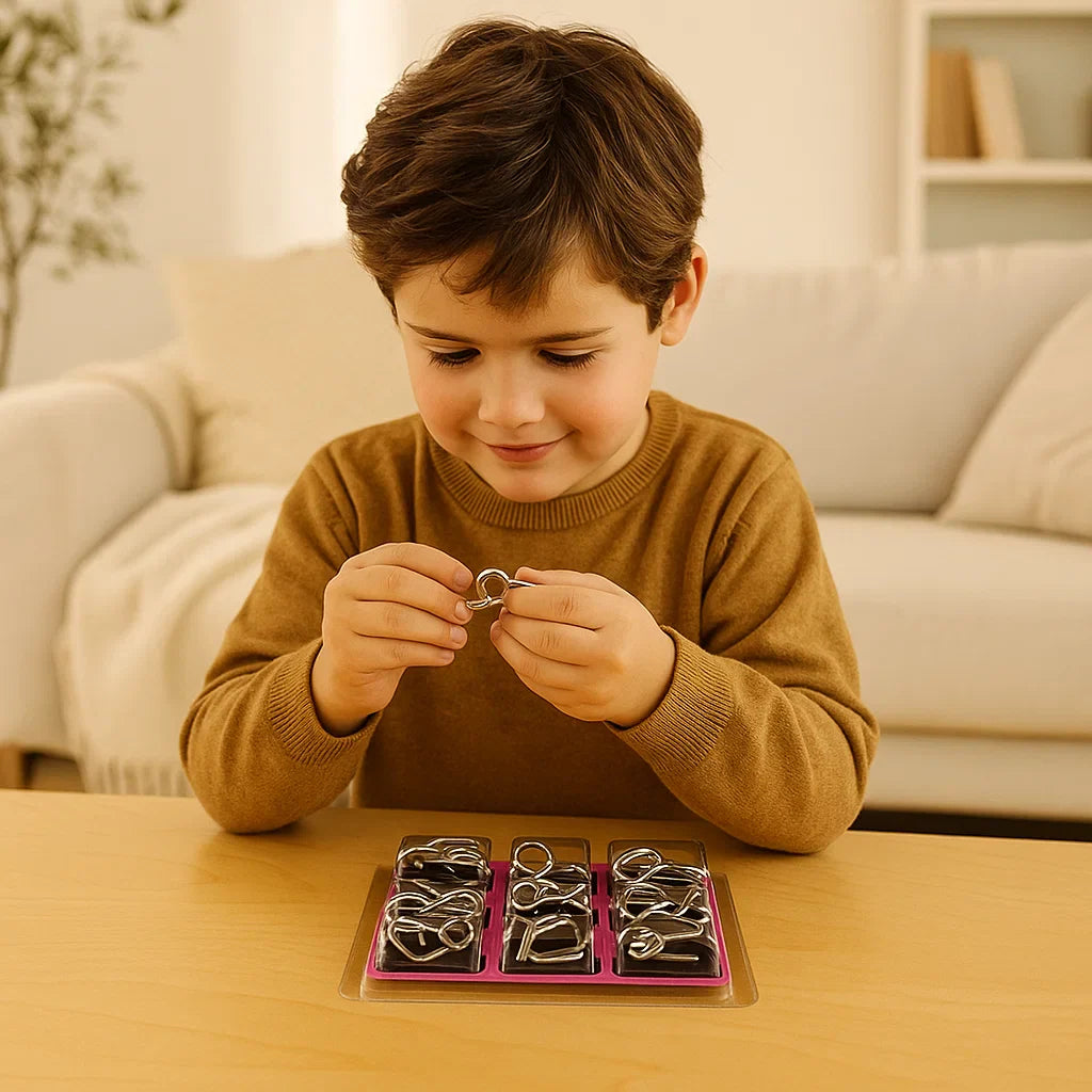 Conjunto de anillos de rompecabezas de metal ⎜ Ejercicio mental