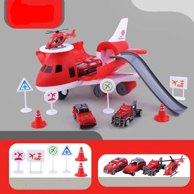 Juego de juguetes con avión y vehículos